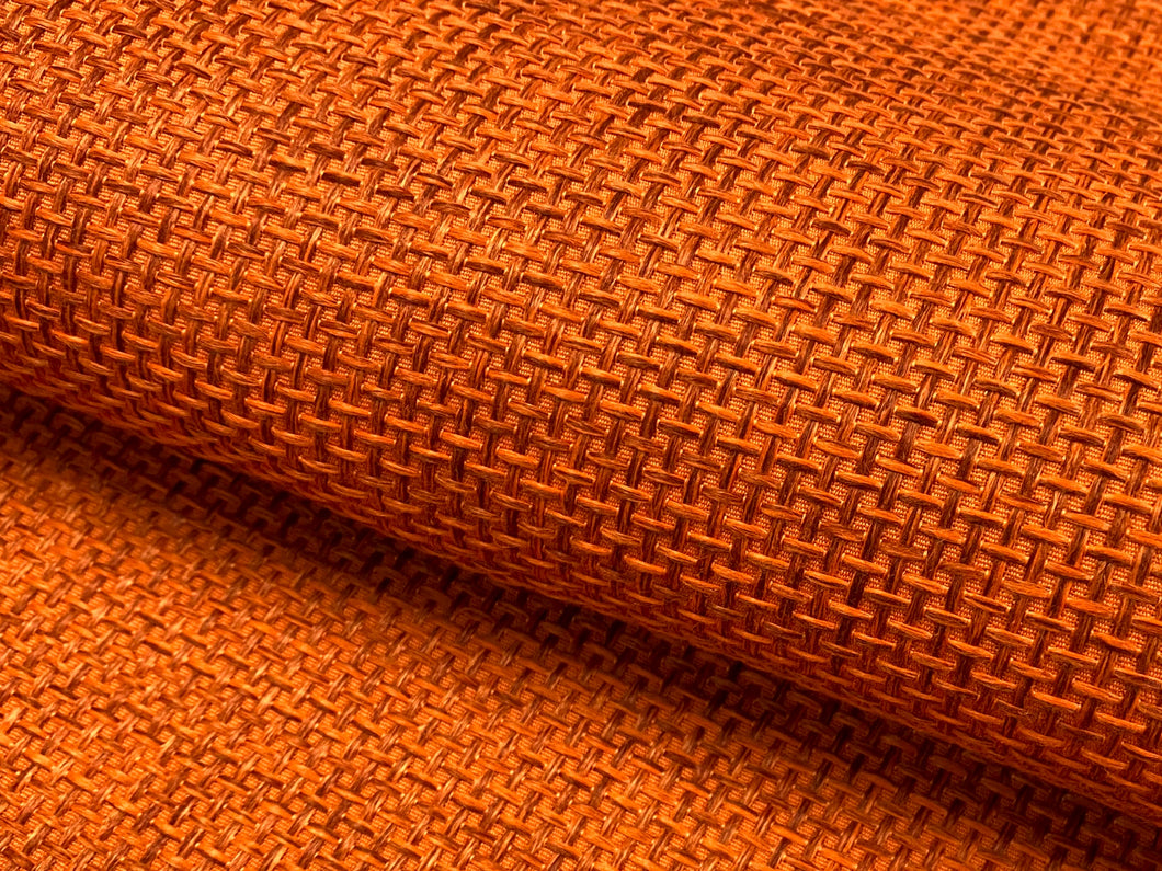 Designer Water & Stain Resistant Burnt Orange Woven MCM Mid Century Modern Polypropylene Upholstery Fabric