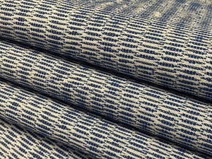 HOLLAND & SHERRY GENOA Water & Stain Resistant indoor/outdoor Royal Navy Blue White Abstract Geometric Upholstery Fabric