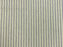 Load image into Gallery viewer, Reversible Laminated Beige Blue Nautical Ticking Stripe Upholstery Fabric