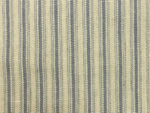 Load image into Gallery viewer, Reversible Laminated Beige Blue Nautical Ticking Stripe Upholstery Fabric