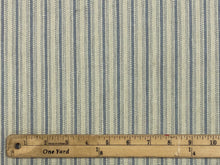 Load image into Gallery viewer, Reversible Laminated Beige Blue Nautical Ticking Stripe Upholstery Fabric