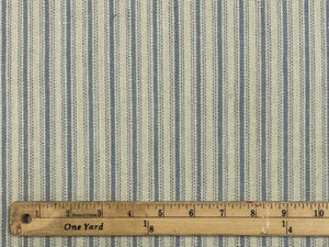 Reversible Laminated Beige Blue Nautical Ticking Stripe Upholstery Fabric