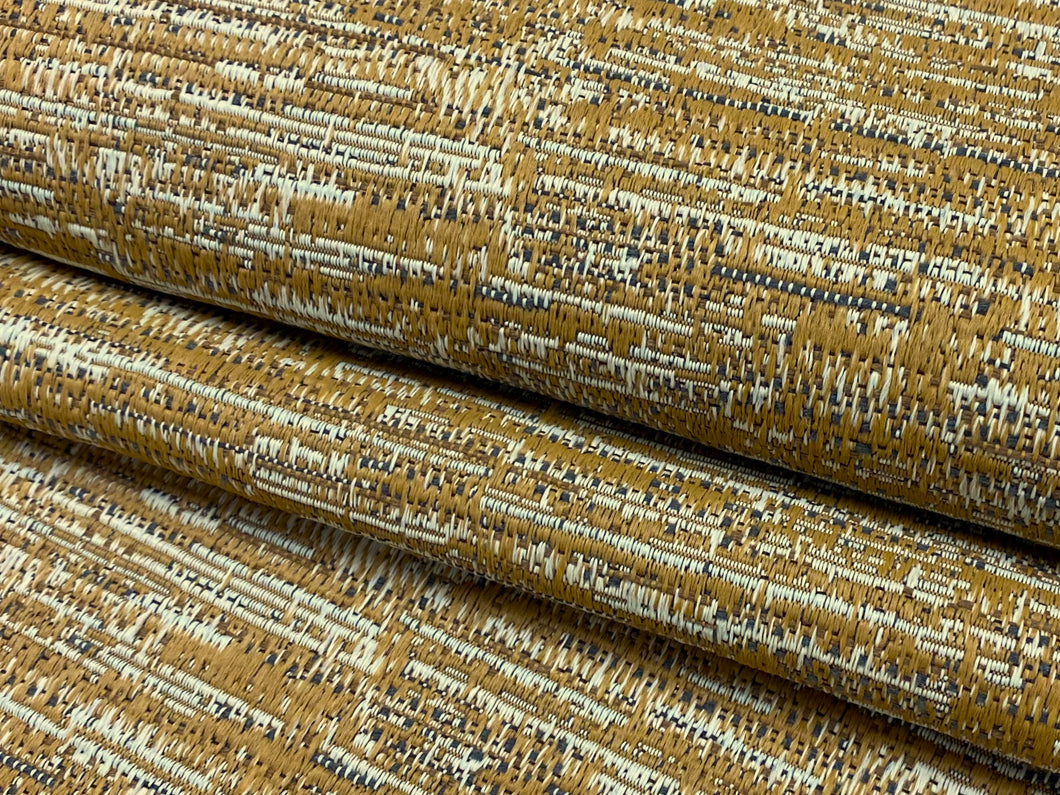 1 3/4 Yd Designer Taupe Beige Brown Mustard Abstract Upholstery Fabric