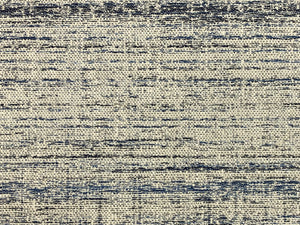 1 2/3 Yd Designer Navy Blue Off White Abstract Chenille Upholstery Fabric