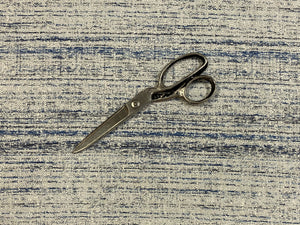 1 2/3 Yd Designer Navy Blue Off White Abstract Chenille Upholstery Fabric