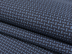 Designer Navy Blue Woven MCM Mid Century Modern Tweed Upholstery Fabric