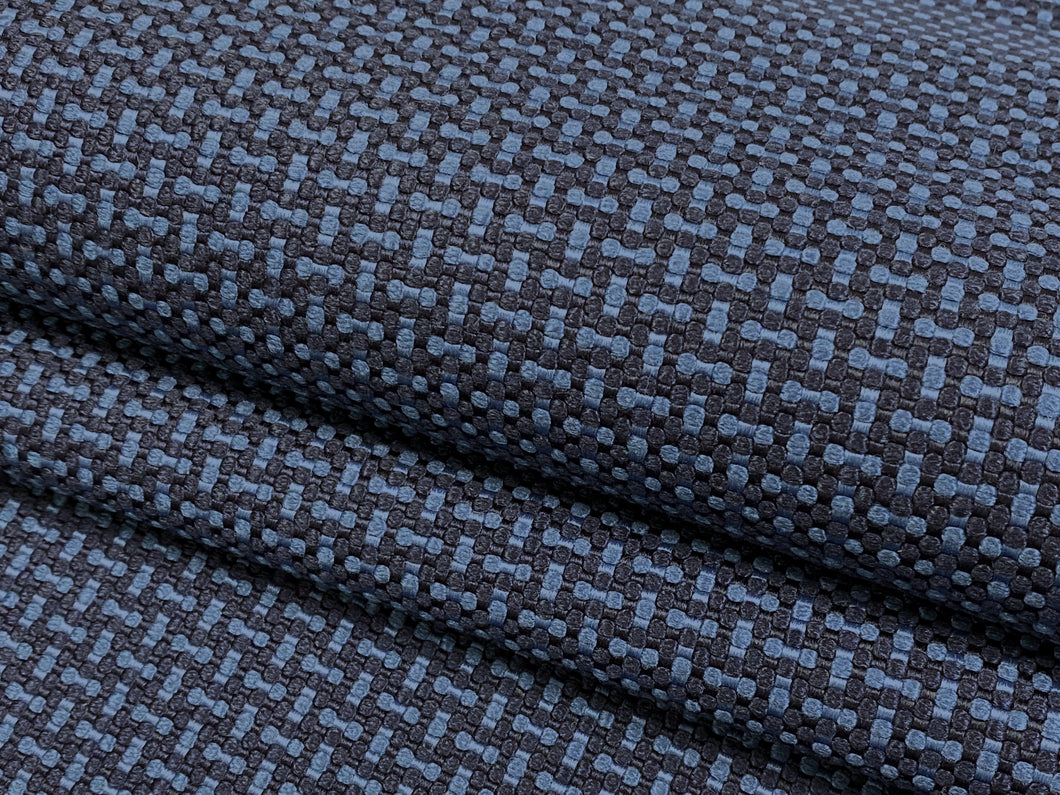 Designer Navy Blue Woven MCM Mid Century Modern Tweed Upholstery Fabric