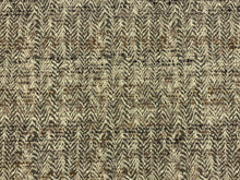 Load image into Gallery viewer, Designer Water &amp; Stain Resistant Taupe Grey Beige MCM Mid Century Modern Herringbone Flax Linen Acrylic Upholstery Fabric