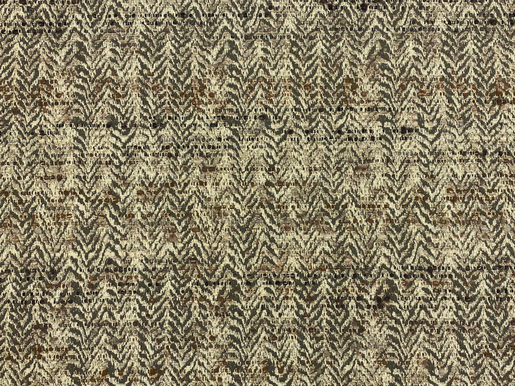 Designer Water & Stain Resistant Taupe Grey Beige MCM Mid Century Modern Herringbone Flax Linen Acrylic Upholstery Fabric