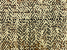 Load image into Gallery viewer, Designer Water &amp; Stain Resistant Taupe Grey Beige MCM Mid Century Modern Herringbone Flax Linen Acrylic Upholstery Fabric