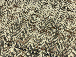 Designer Water & Stain Resistant Taupe Grey Beige MCM Mid Century Modern Herringbone Flax Linen Acrylic Upholstery Fabric