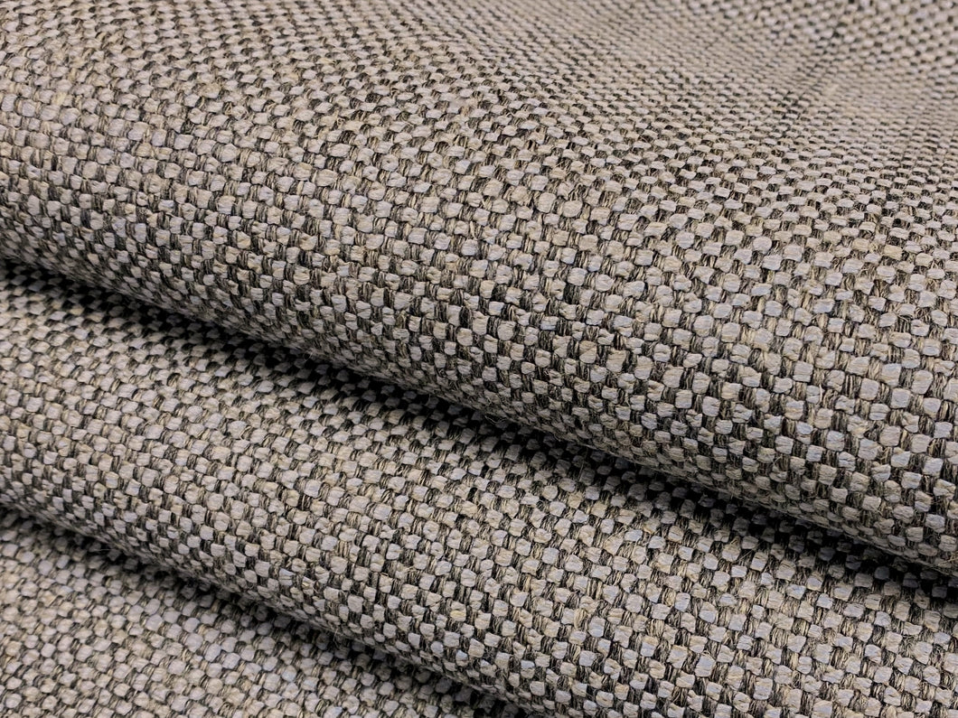 Designer Grey Blue Charcoal Black Woven MCM Mid Century Modern Linen Wool Tweed Upholstery Fabric