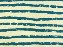 Load image into Gallery viewer, Designer Teal White Abstract Stripe Upholstery Drapery Fabric WHS 5153