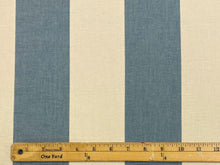 Load image into Gallery viewer, Designer Cream Seafoam Aqua Nautical Stripe Upholstery Drapery Fabric