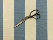 Load image into Gallery viewer, Designer Cream Seafoam Aqua Nautical Stripe Upholstery Drapery Fabric
