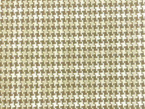 Designer Beige Cream Woven Houndstooth Linen Upholstery Fabric