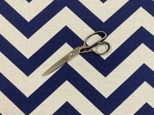 Schumacher Antibes Chevron Water & Stain Resistant Navy Blue Off White Chevron Upholstery Drapery Fabric