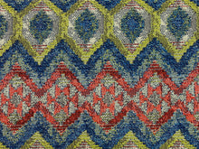 Load image into Gallery viewer, Fabricut Barbados Fiesta Water &amp; Stain Resistant Green Red Teal Blue Taupe Beige Ethnic Kilim Ikat Woven Upholstery Fabric STA1820