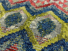 Load image into Gallery viewer, Fabricut Barbados Fiesta Water &amp; Stain Resistant Green Red Teal Blue Taupe Beige Ethnic Kilim Ikat Woven Upholstery Fabric STA1820