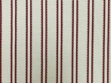 Load image into Gallery viewer, Reversible Indoor Outdoor Water &amp; Stain Resistant Cream Burgundy Nautical Stripe Upholstery Drapery Fabric
