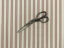 Load image into Gallery viewer, Reversible Indoor Outdoor Water &amp; Stain Resistant Cream Burgundy Nautical Stripe Upholstery Drapery Fabric