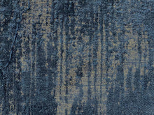 Load image into Gallery viewer, Designer Navy Blue Beige Distressed Chenille Upholstery Fabric