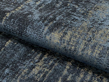 Load image into Gallery viewer, Designer Navy Blue Beige Distressed Chenille Upholstery Fabric