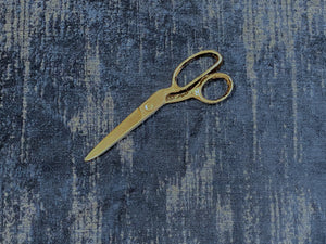 Designer Navy Blue Beige Distressed Chenille Upholstery Fabric