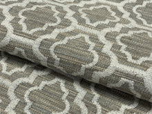 Load image into Gallery viewer, 3/4 Yd Designer Heavy Duty Taupe Cream Geometric Linen Upholstery Fabric