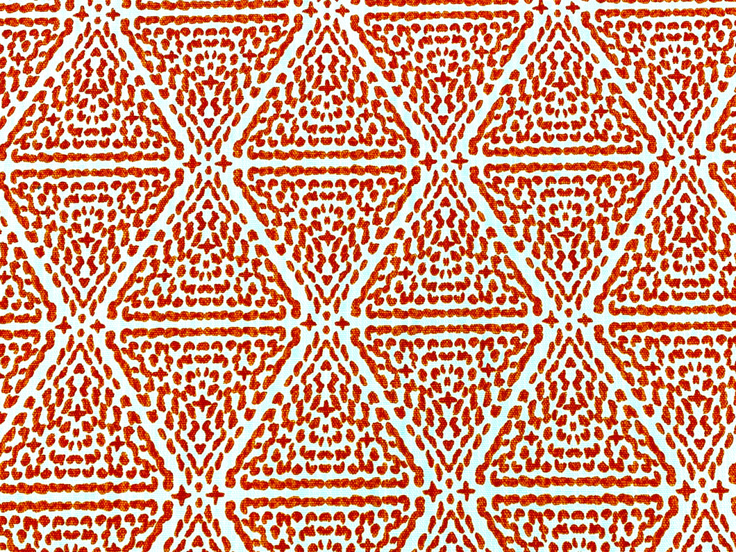 1 1/3 Yd Designer White Orange Abstract Geometric Cotton Upholstery Drapery Fabric