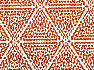 1 1/3 Yd Designer White Orange Abstract Geometric Cotton Upholstery Drapery Fabric