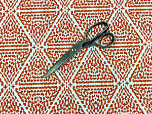 1 1/3 Yd Designer White Orange Abstract Geometric Cotton Upholstery Drapery Fabric