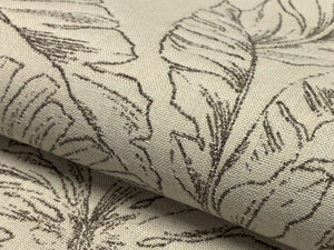 Water & Stain Resistant Indoor Outdoor Cream Taupe Botanical Palm Floral Upholstery Drapery Fabric