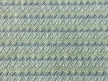 Load image into Gallery viewer, Lee Jofa Cambrose Weave Aloe Teal Blue Green Off White Herringbone Chevron Upholstery Fabric