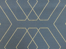 Load image into Gallery viewer, Designer Water &amp; Stain Resistant Navy Blue White Geometric Abstract Upholstery Fabric