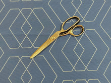 Load image into Gallery viewer, Designer Water &amp; Stain Resistant Navy Blue White Geometric Abstract Upholstery Fabric