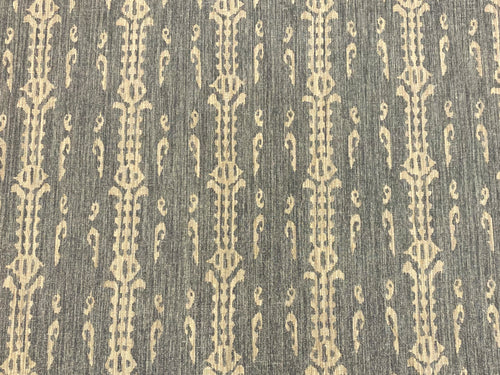 1 1/2 Yd C&C Milano Nice Scooter Blue Taupe Grey Linen Ikat Upholstery Drapery Fabric