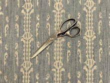 Load image into Gallery viewer, 1 1/2 Yd C&amp;C Milano Nice Scooter Blue Taupe Grey Linen Ikat Upholstery Drapery Fabric