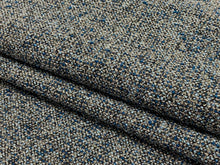 Load image into Gallery viewer, 1 2/3 Yd Designer Navy Blue French Blue Grey MCM Mid Century Modern Tweed Upholstery Fabric