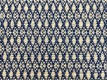 Load image into Gallery viewer, 1.5 Yd Schumacher Zoila Navy Blue Cream Linen Flax Geometric Upholstery Fabric