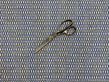 Load image into Gallery viewer, 1.5 Yd Schumacher Zoila Navy Blue Cream Linen Flax Geometric Upholstery Fabric