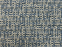 Load image into Gallery viewer, Navy French Blue Woven Off White MCM Mid Century Modern Tweed Upholstery Fabric