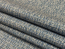 Load image into Gallery viewer, Navy French Blue Woven Off White MCM Mid Century Modern Tweed Upholstery Fabric