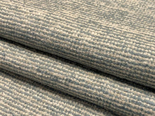 Load image into Gallery viewer, 1 1/4 Yd Designer Water &amp; Stain Resistant Aqua Blue Beige Chenille MCM Mid Century Modern Tweed Upholstery Fabric