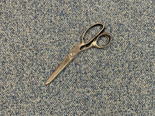 Load image into Gallery viewer, Designer Navy Blue Teal Beige MCM Mid Century Modern Tweed Boucle Upholstery Fabric