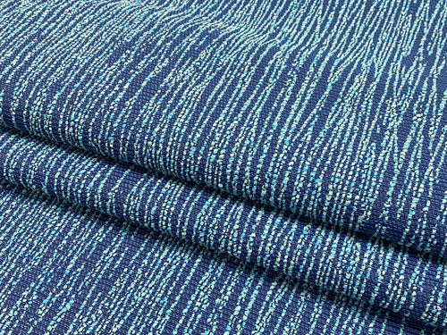 1 1/3 Yd Designer Navy Turquoise Blue Abstract Upholstery Fabric