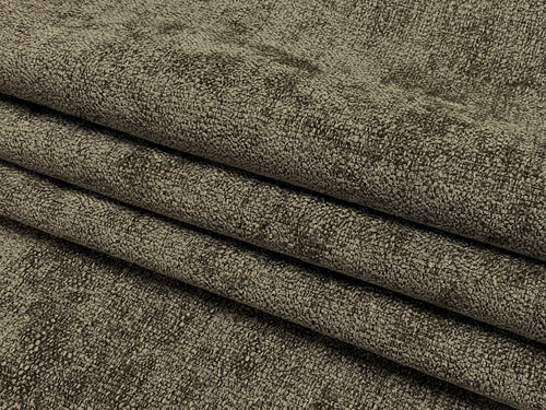 Designer Water & Stain Resistant Grey Olive MCM Mid Century Modern Chenille Upholstery Fabric