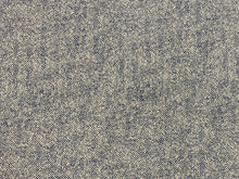 Load image into Gallery viewer, 1 1/3 Yd Designer Water &amp; Stain Resistant Navy Blue Cream MCM Mid Century Modern Tweed Herringbone Upholstery Fabric