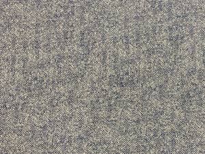1 1/3 Yd Designer Water & Stain Resistant Navy Blue Cream MCM Mid Century Modern Tweed Herringbone Upholstery Fabric