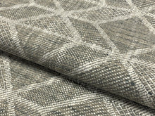 Load image into Gallery viewer, 1 1/3 Yd Designer Grey White Taupe Geometric Abstract Linen Viscose Upholstery Fabric